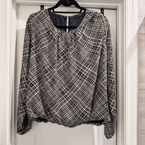 Navy and Cream Women's Top